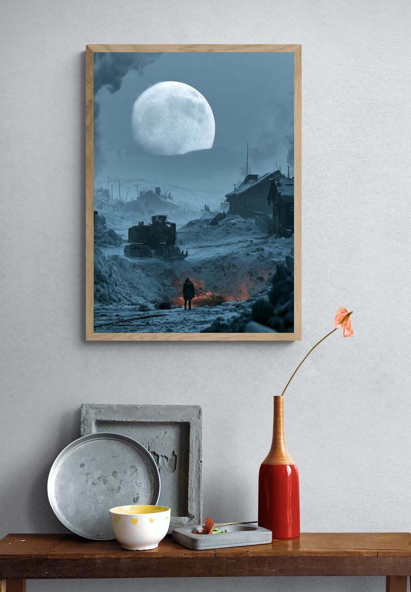 Frozen Moonlit Wasteland Print. — room view 3
