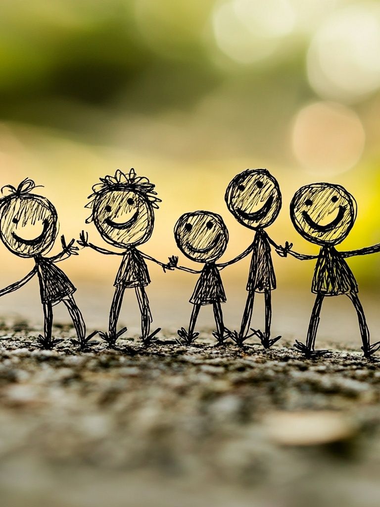 Happy Stick Figures Photography Poster. poster — illustration art