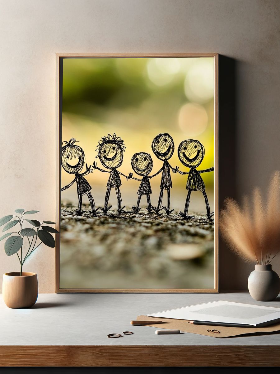 Happy Stick Figures Photography Poster. — room view 2