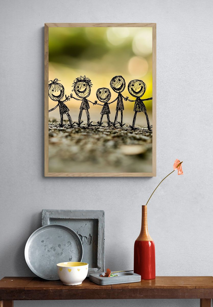 Happy Stick Figures Photography Poster. — room view 3