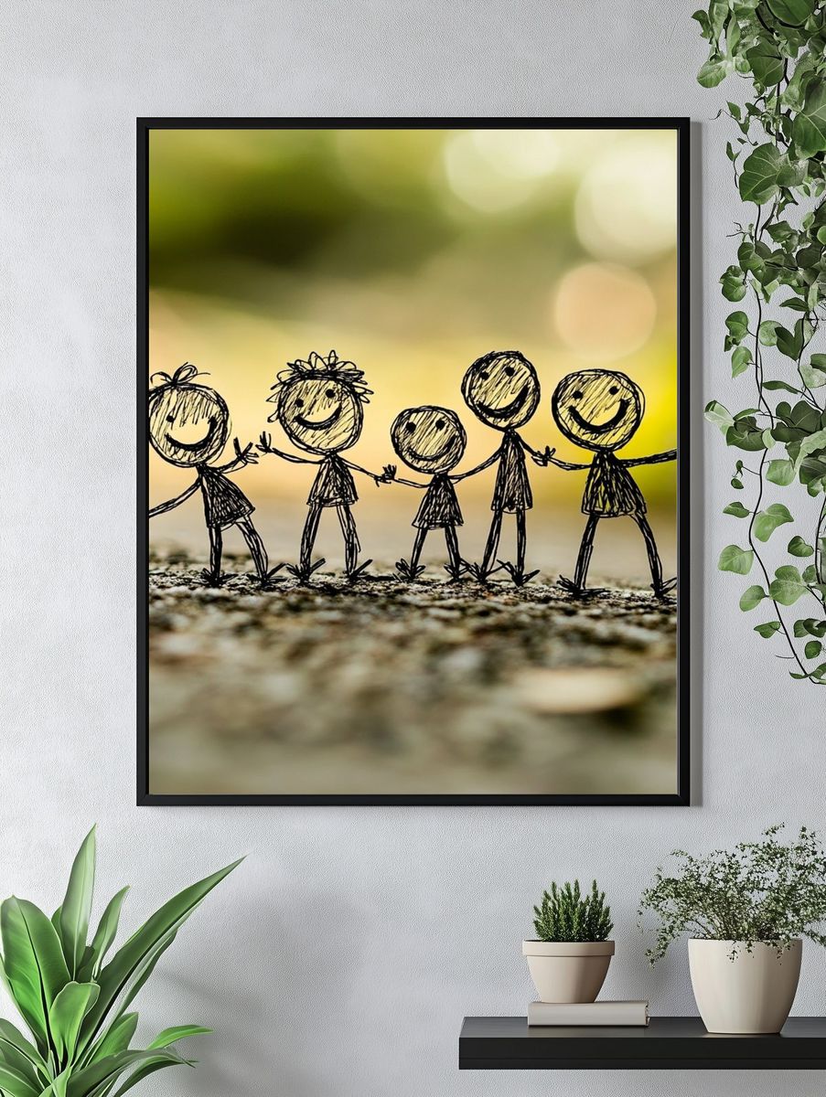 Happy Stick Figures Photography Poster. — room view 4