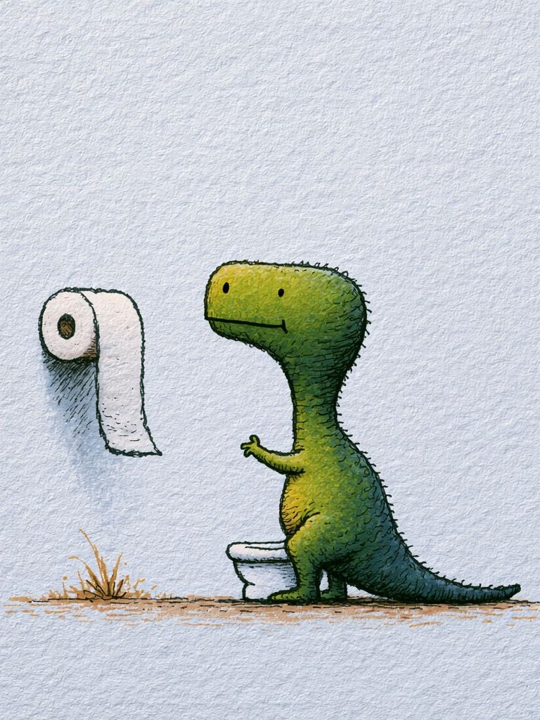 Dino Toilet Paper Illustration Poster. poster detail