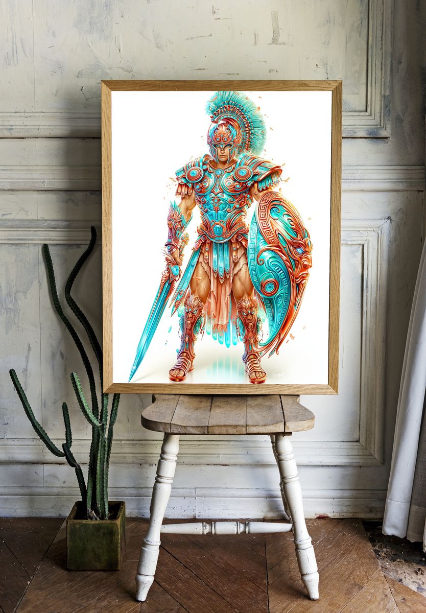 Spartan Warrior Digital Art Poster. — room view 1