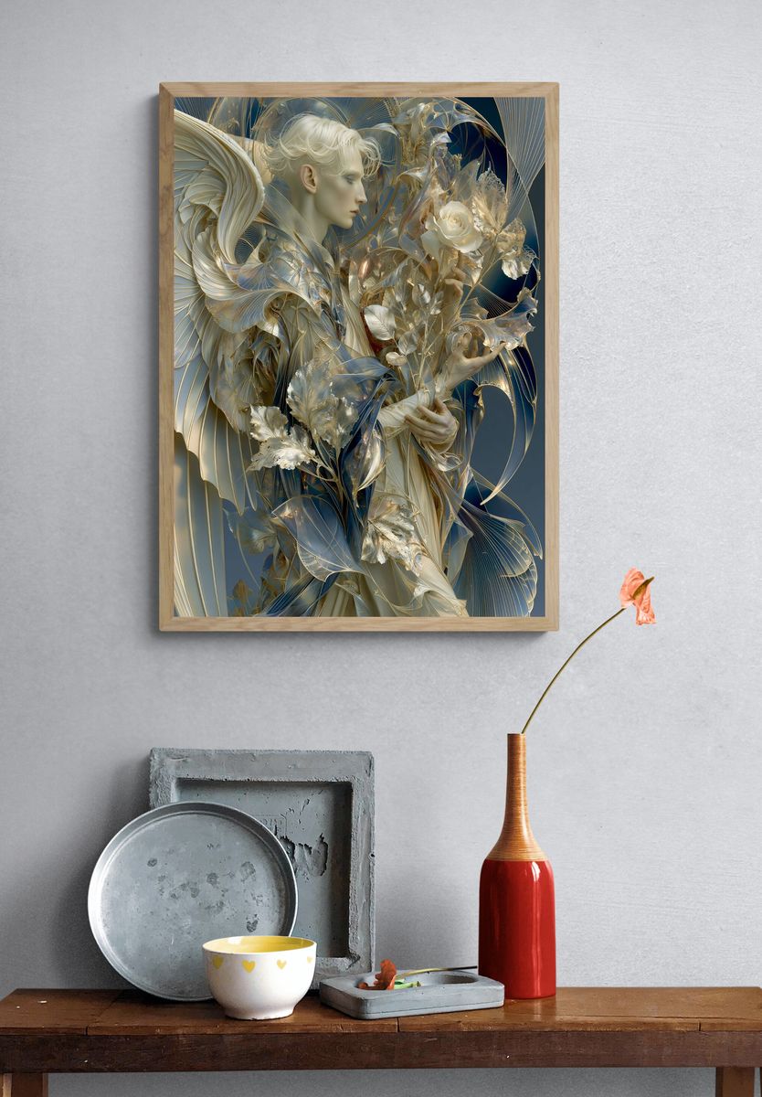 Celestial Rose Figure Illustration Poster. — room view 3
