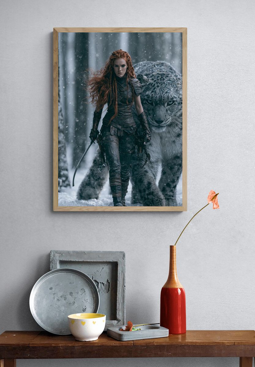Snow Warrior and Snow Leopard Poster. — room view 3