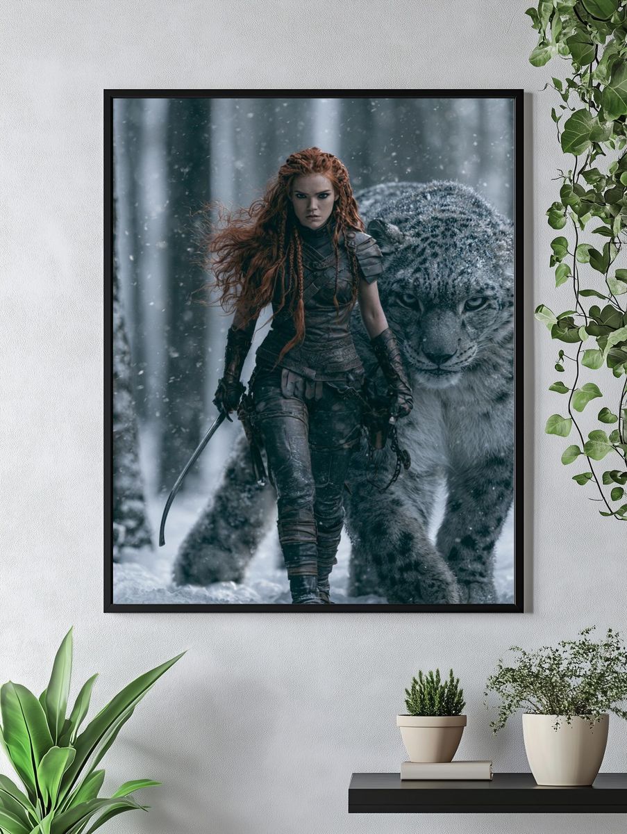 Snow Warrior and Snow Leopard Poster. — room view 4
