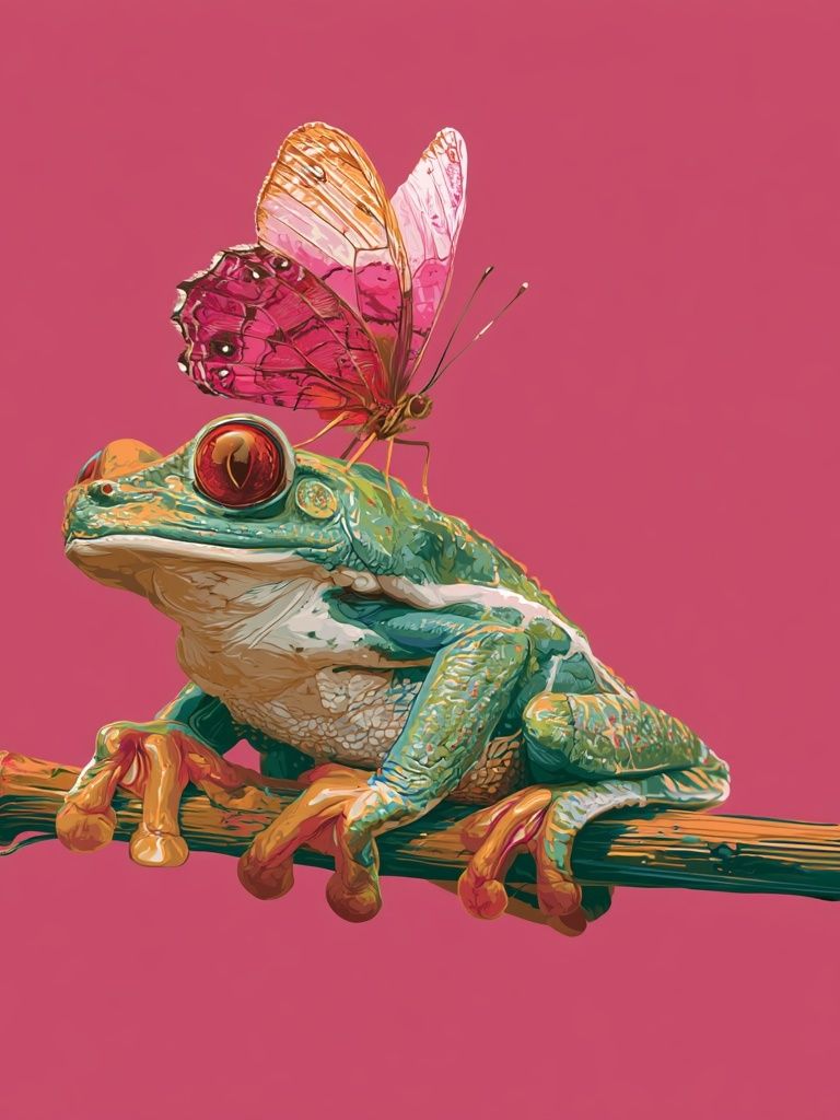 Butterfly Frog Digital Art Poster. poster — illustration art
