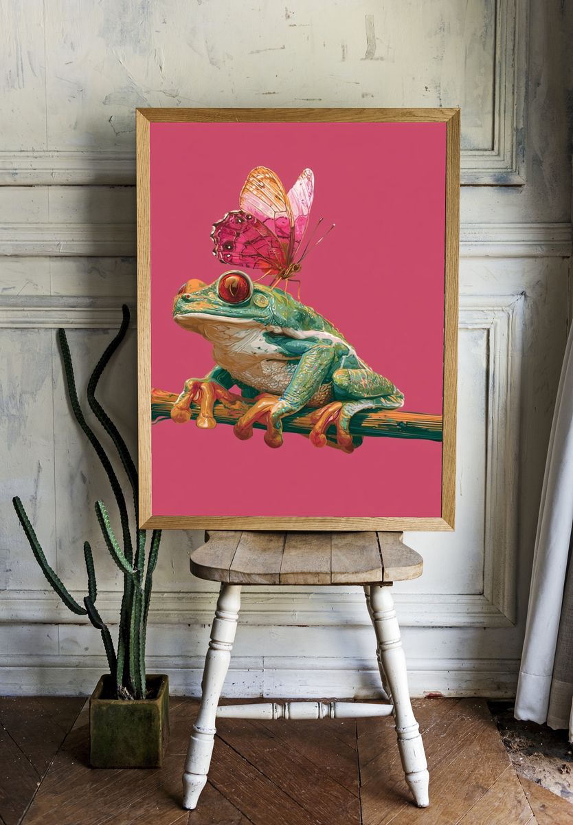 Butterfly Frog Digital Art Poster. room preview