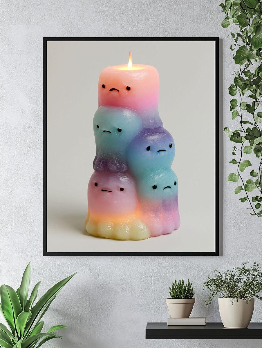 Pastel Sad Candle Illustration Poster. — room view 4