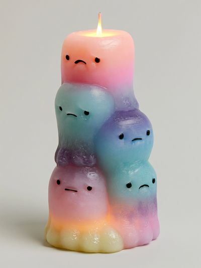 Pastel Sad Candle Illustration Poster. poster print