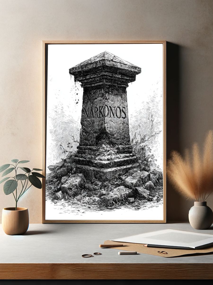 Narkonos Stone Monument Print. — room view 2
