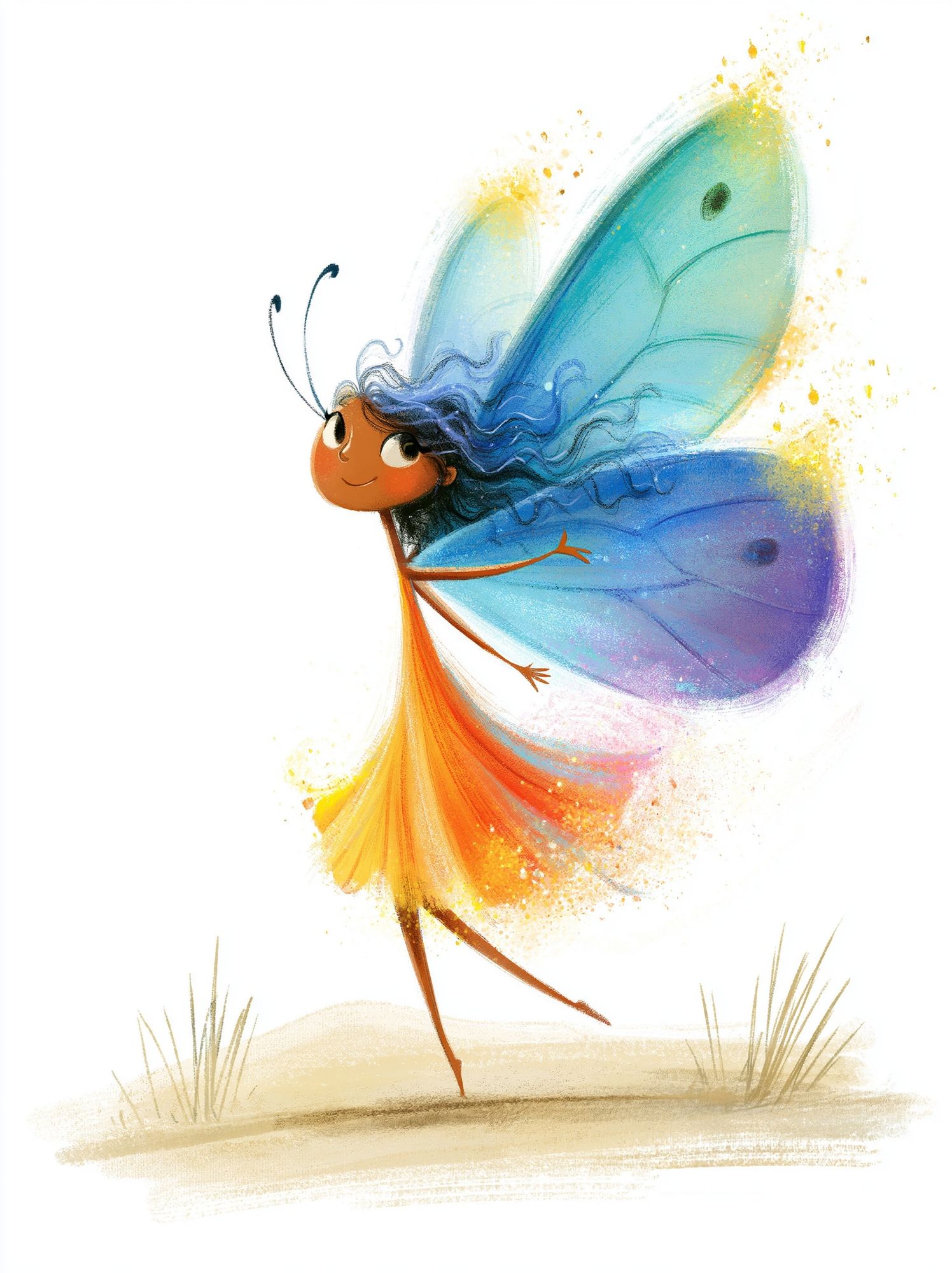 Whimsical Butterfly Girl Illustration Poster. poster detail