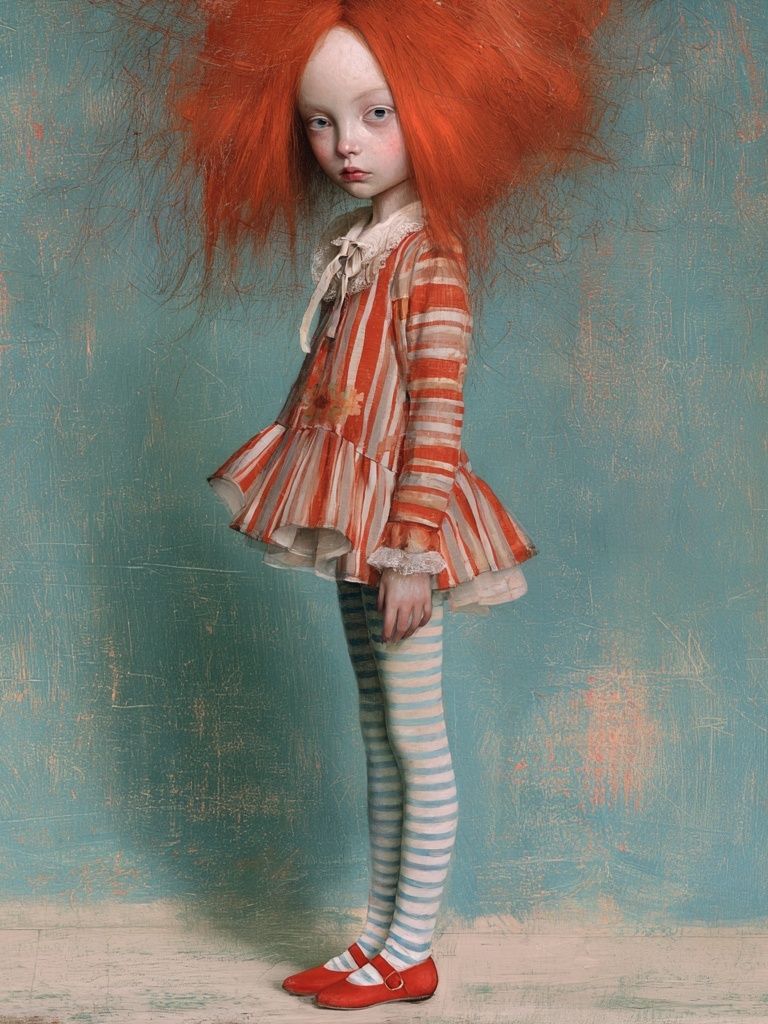 Whimsical Girl Portrait Print. poster — illustration art