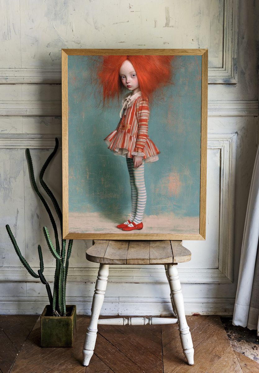 Whimsical Girl Portrait Print. — room view 1