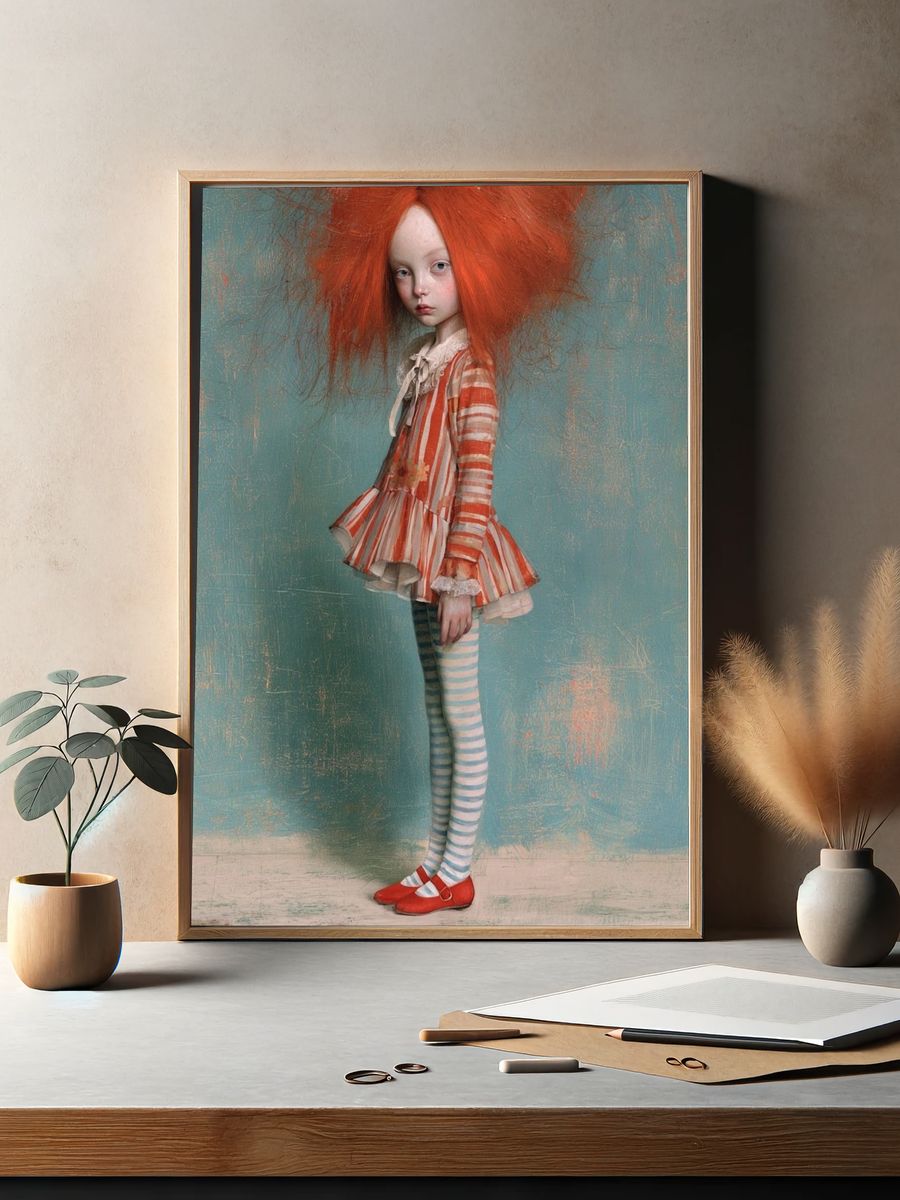 Whimsical Girl Portrait Print. — room view 2