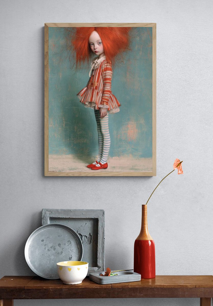 Whimsical Girl Portrait Print. — room view 3