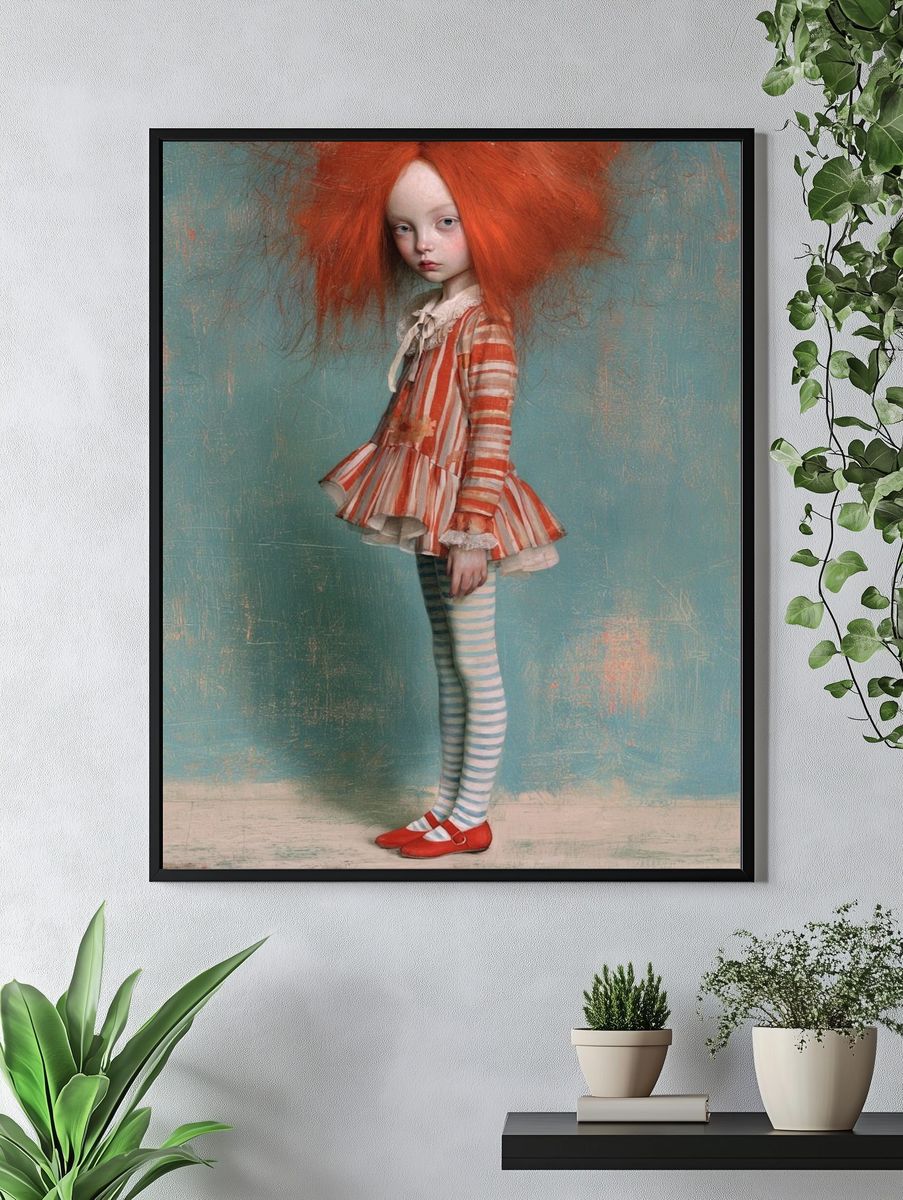 Whimsical Girl Portrait Print. — room view 4