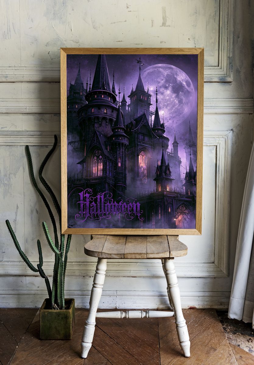 Haunted Castle Moonlight Poster. room preview