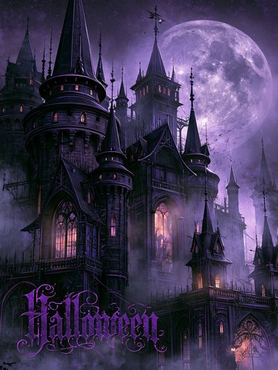Haunted Castle Moonlight Poster. poster print