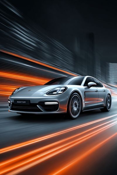 Silver Sports Car Motion Poster. poster