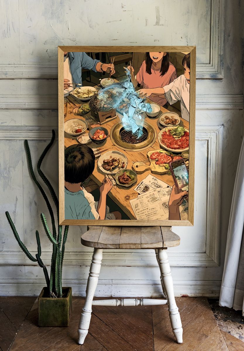 Surreal Face Portrait Print. — room view 1