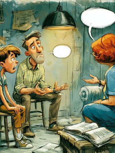 Family Counseling Illustration Poster. poster