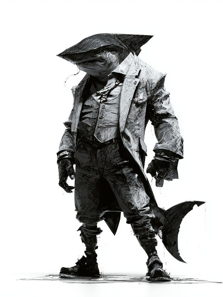Shark Gentleman Illustration Poster. poster detail
