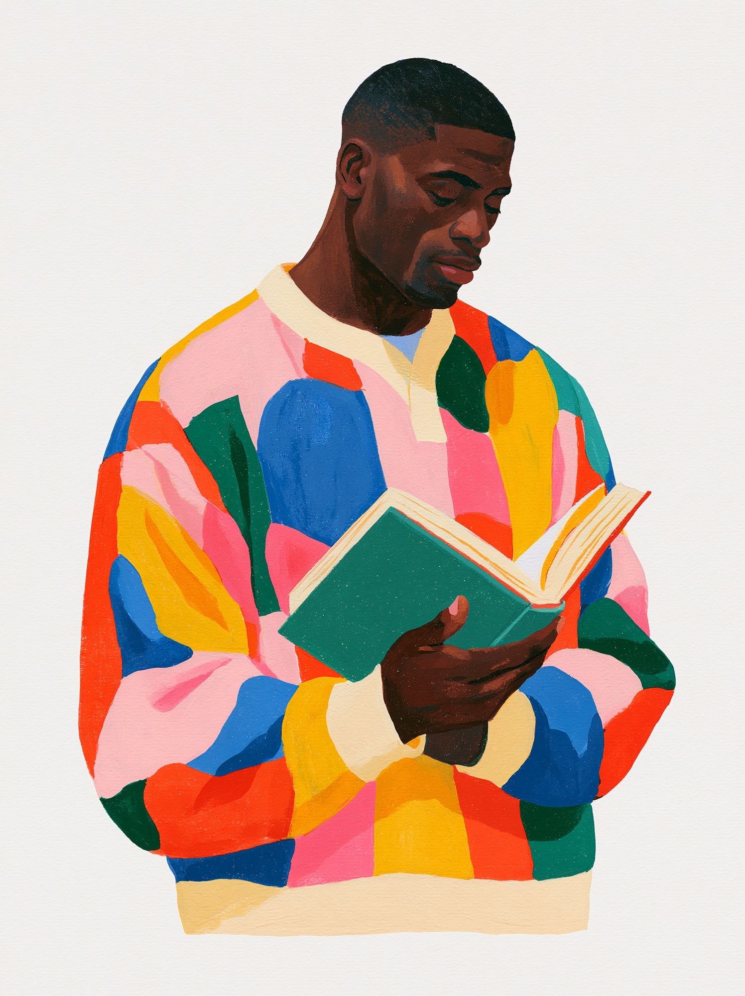 Reading Man Portrait Print. poster detail