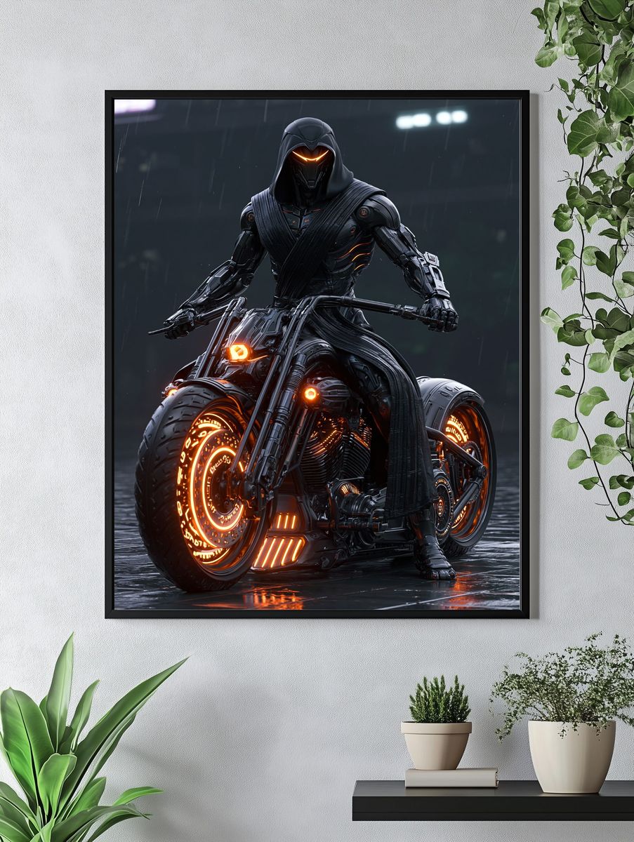 Cyberpunk Hooded Rider Poster. — room view 4