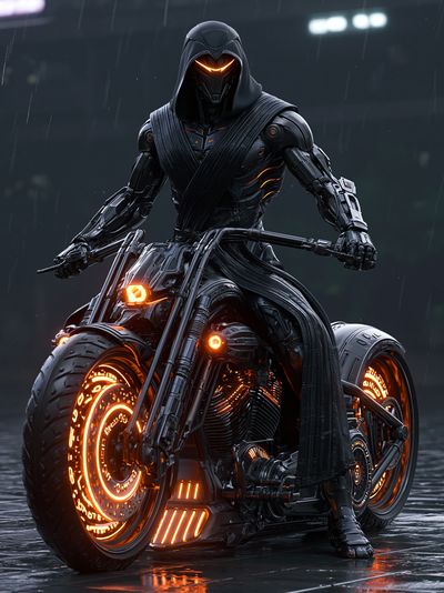 Cyberpunk Hooded Rider Poster.