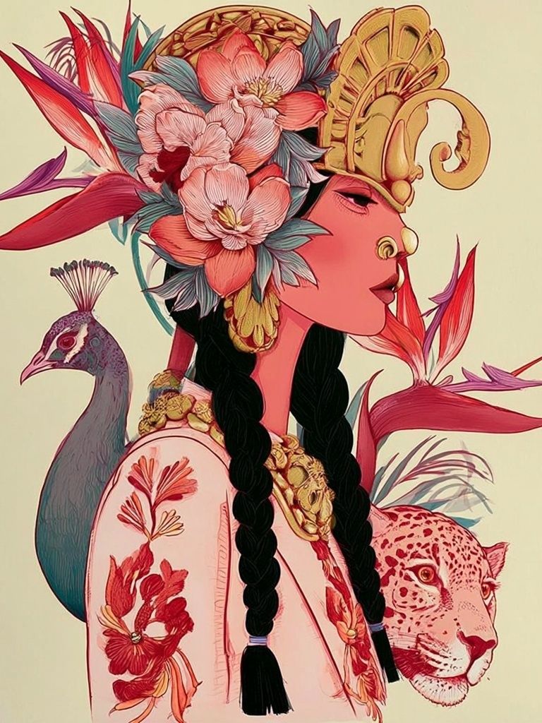 Floral Goddess Illustration Poster. poster detail