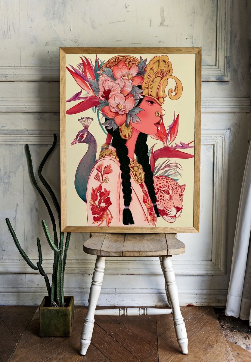 Floral Goddess Illustration Poster. room preview