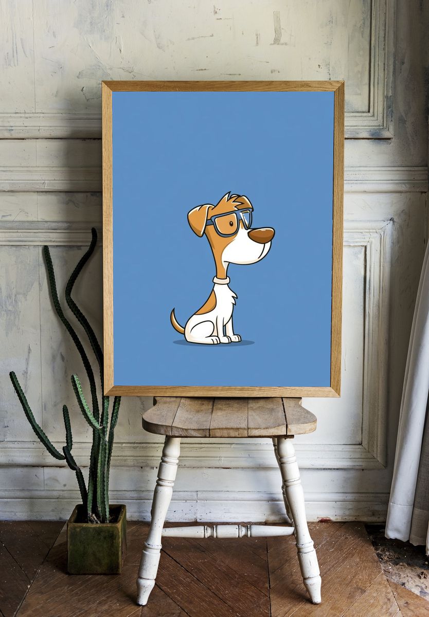 Cool Dog Illustration Poster. — room view 1