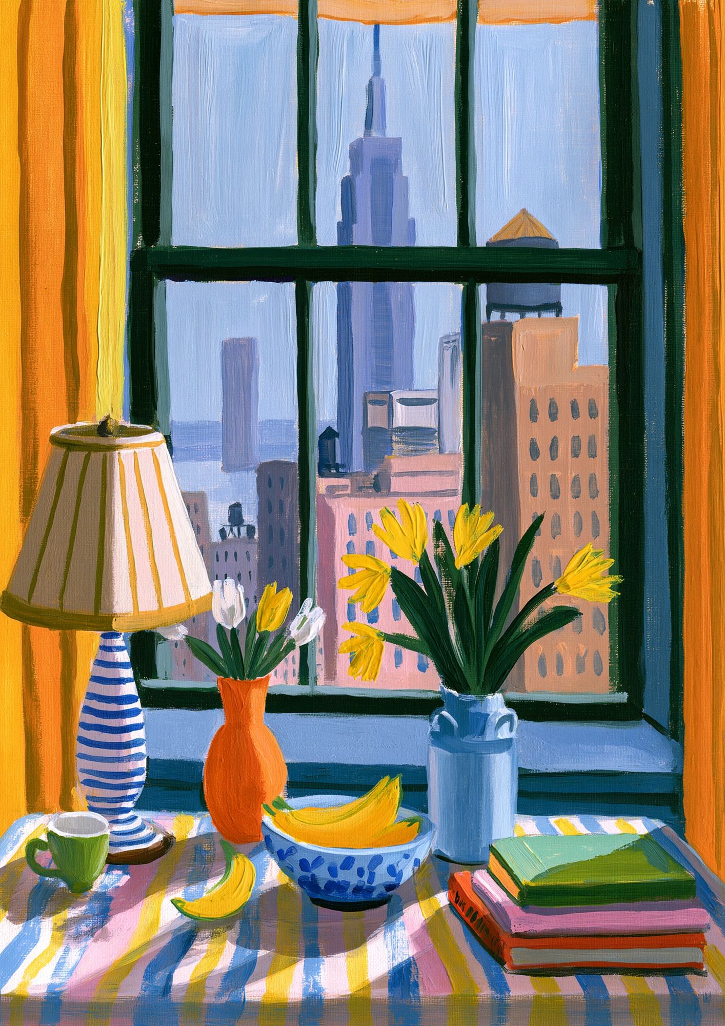City Window Still Life Illustration Poster. poster — illustration art