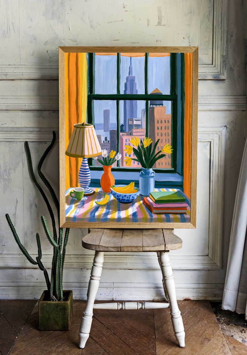 City Window Still Life Illustration Poster. — room view 1