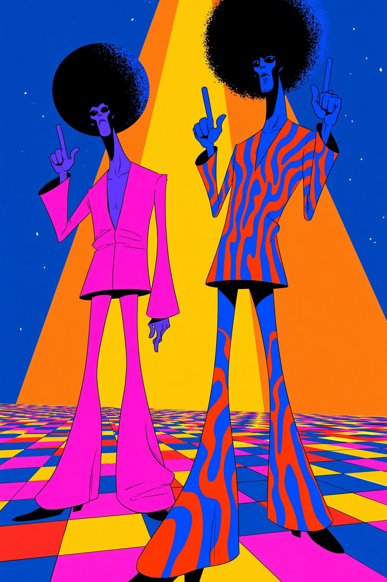Psychedelic Funk Duo Illustration Poster. poster detail