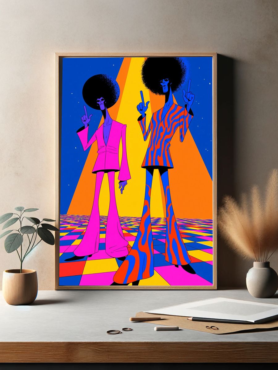 Psychedelic Funk Duo Illustration Poster. — room view 2