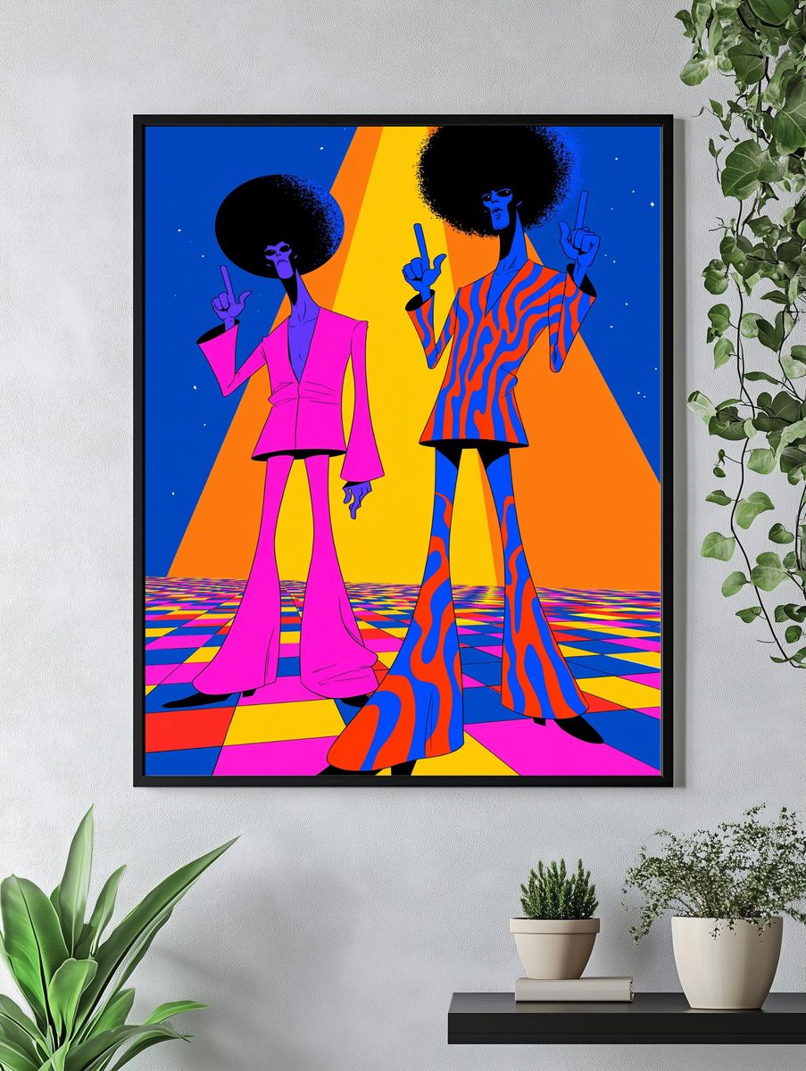 Psychedelic Funk Duo Illustration Poster. — room view 4