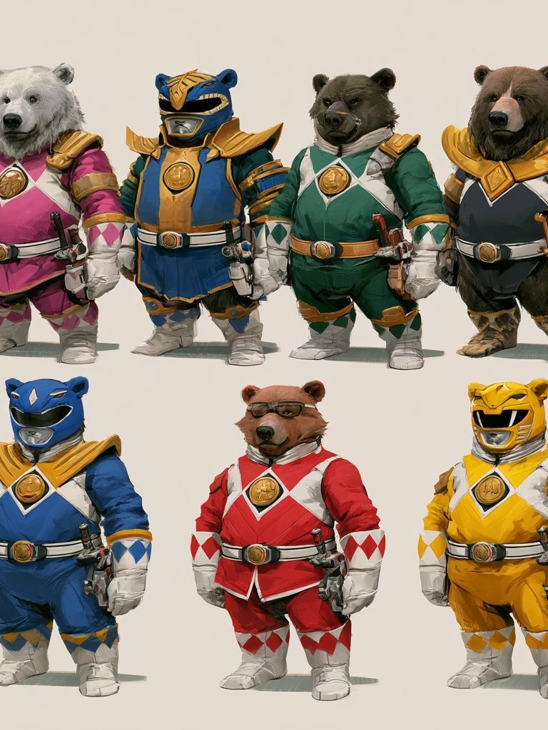 Power Rangers Bears Illustration Poster. poster detail