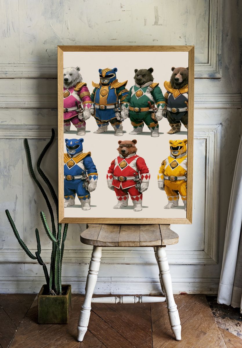 Power Rangers Bears Illustration Poster. — room view 1
