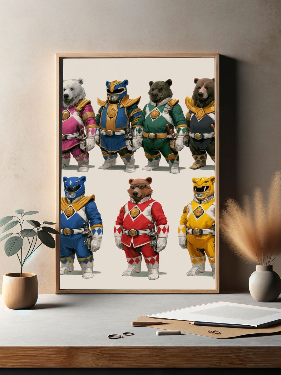 Power Rangers Bears Illustration Poster. — room view 2