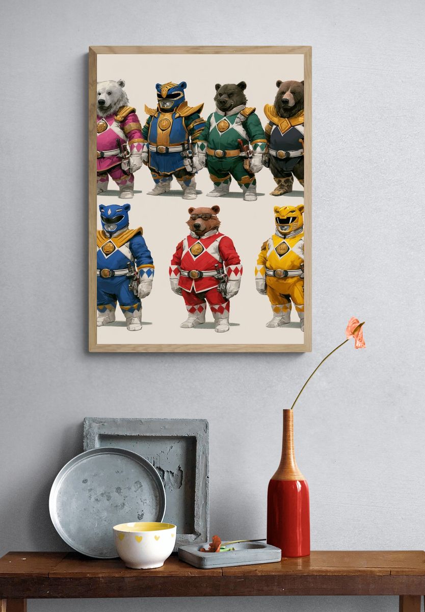 Power Rangers Bears Illustration Poster. — room view 3