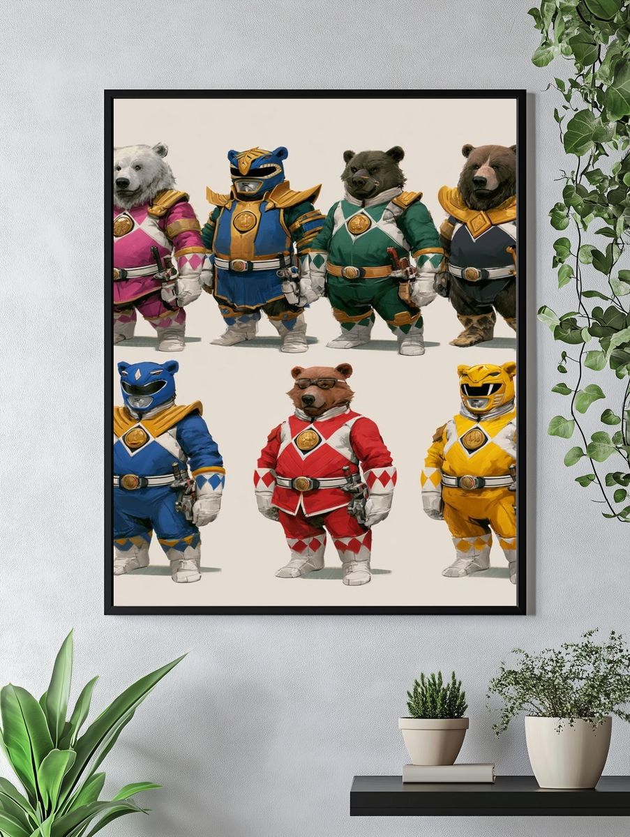 Power Rangers Bears Illustration Poster. — room view 4