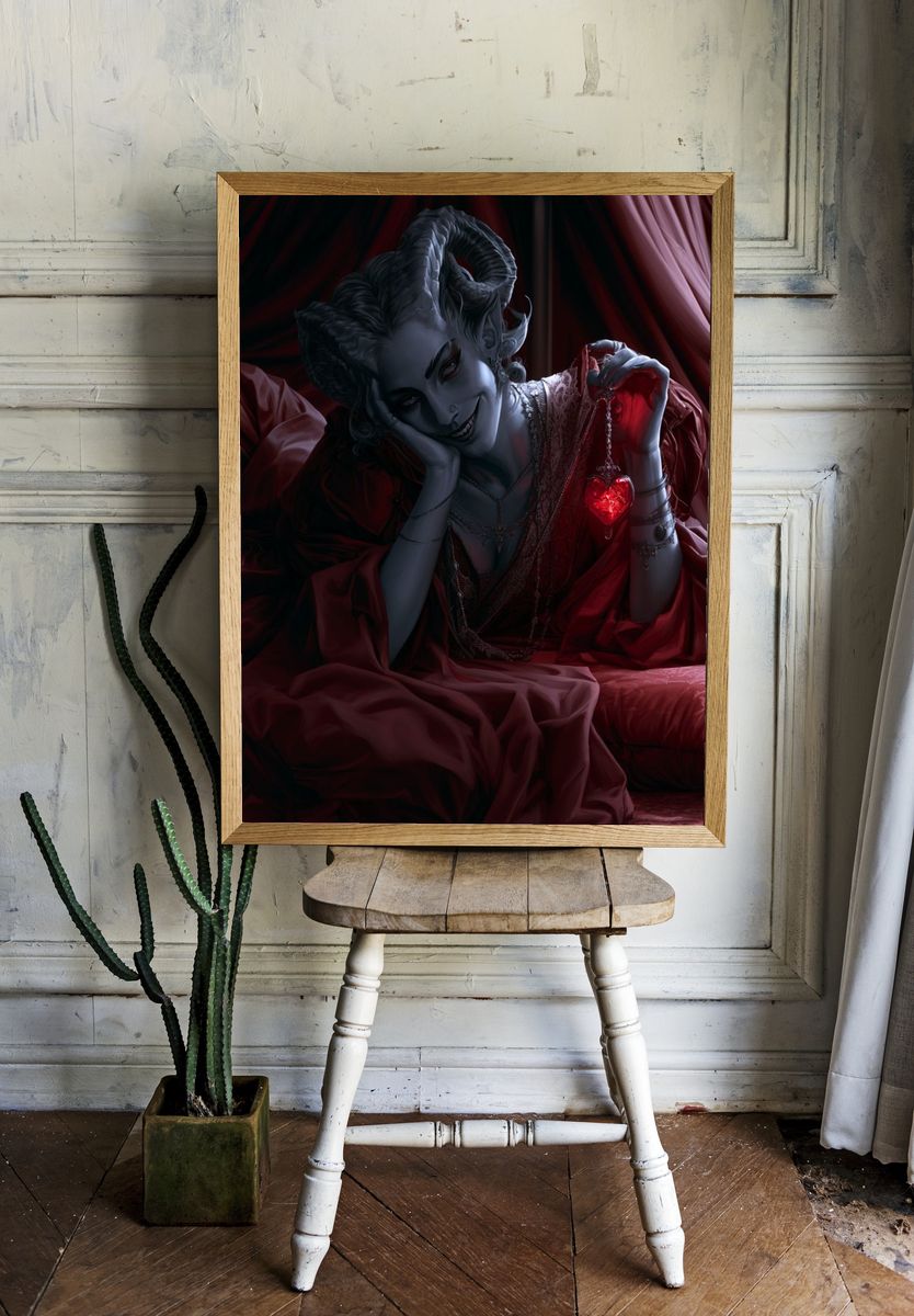 Gothic Demoness Portrait Print. room preview