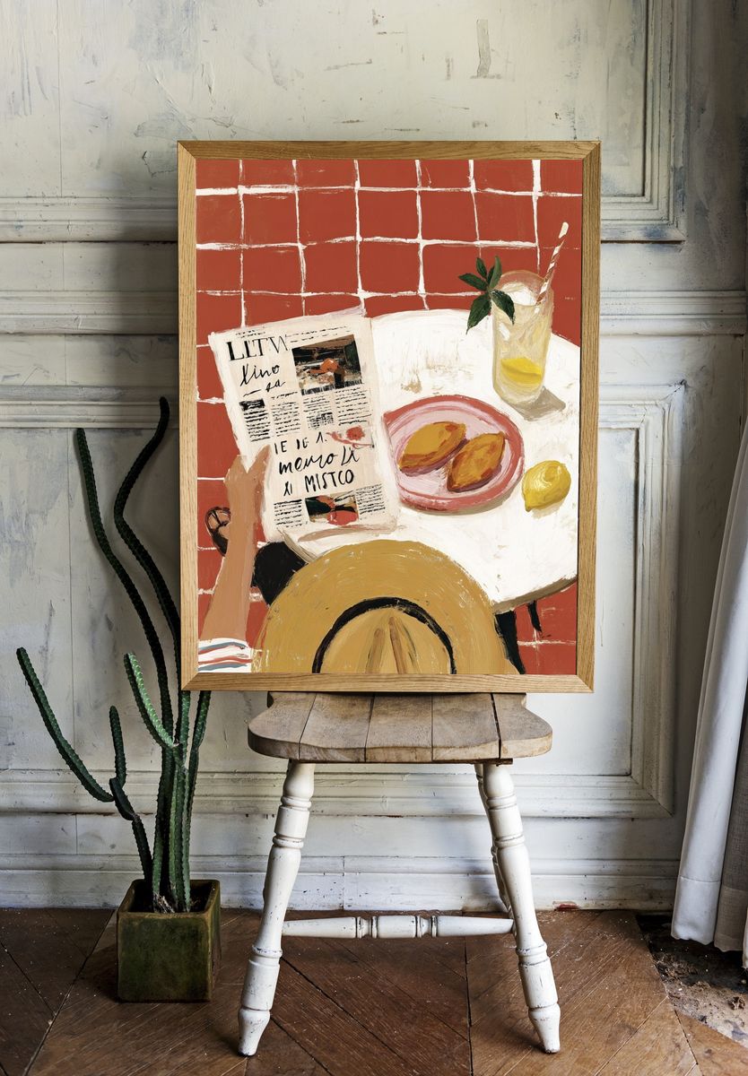 Cafe Table Still Life Illustration Poster. — room view 1