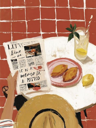 Cafe Table Still Life Illustration Poster. poster print