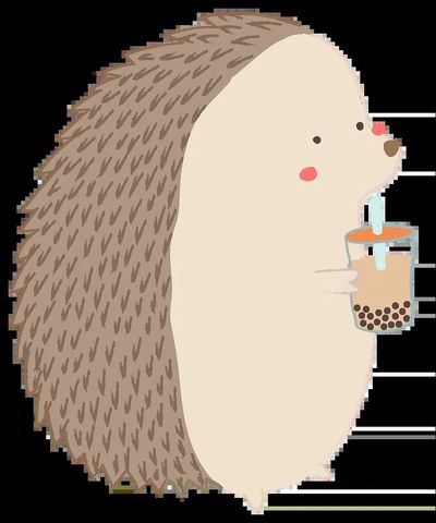 Cute porcupine drinking bubble tea. poster print
