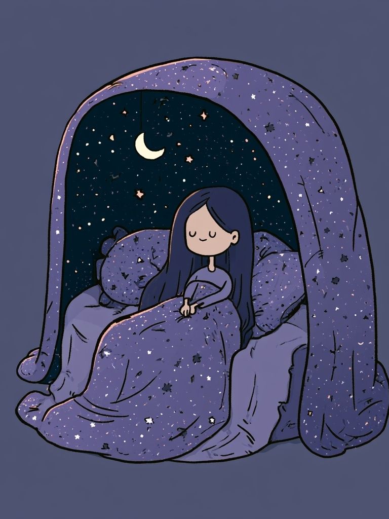 Dreamy Moonlit Sleep Illustration Poster. poster detail