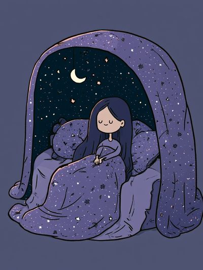 Dreamy Moonlit Sleep Illustration Poster.
