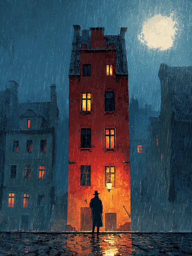 Rainy City Night Illustration Poster. poster — illustration art
